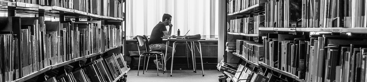 A student in a library